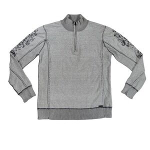 Buckle Black Label Sweater Mens XL Gray Slim Fit 1/4 Zip Pullover Cotton